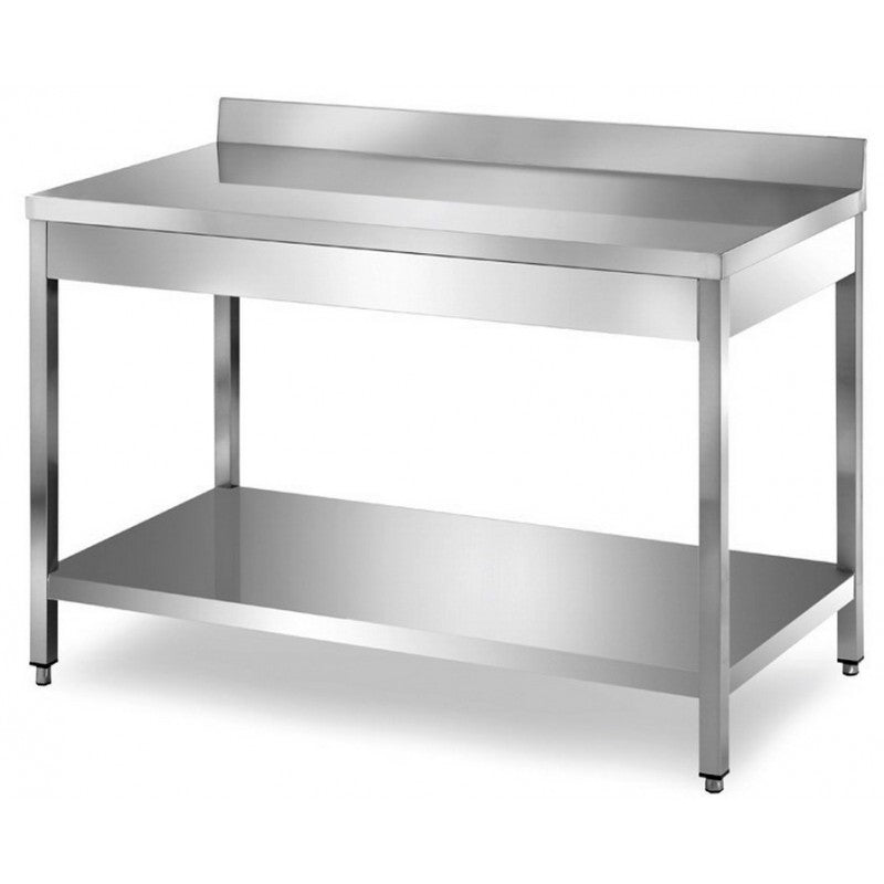 Edelstahl Arbeitstisch ECO 140cm x 60cm - Grundboden Aufkantung
