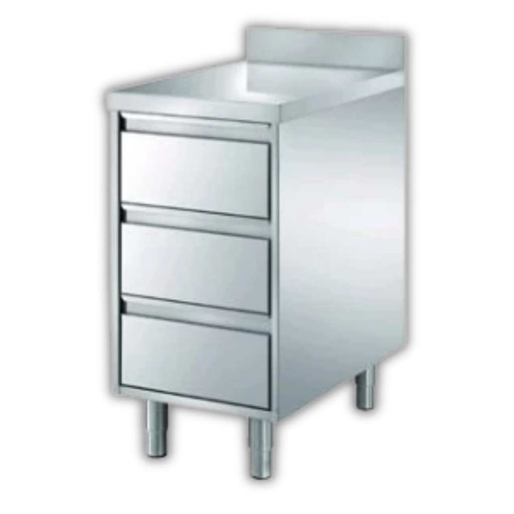 Schubladenschrank mit Aufkantung 60cm x 60cm - 3 Schubladen