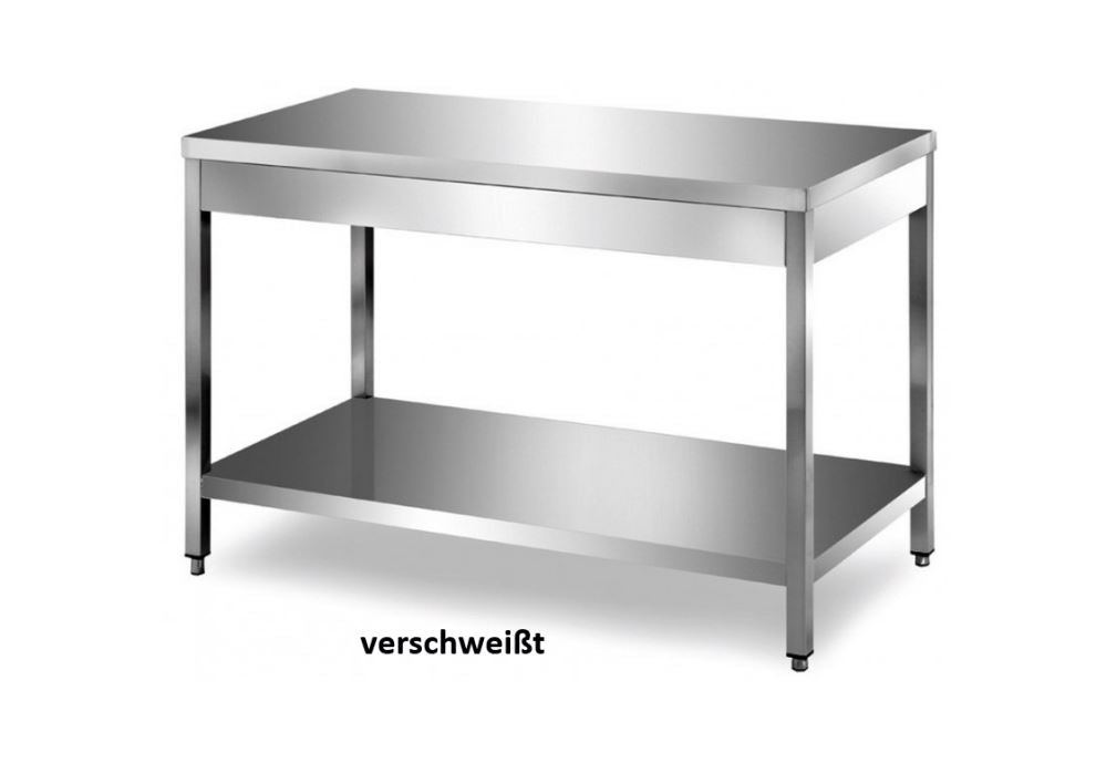 Edelstahl Arbeitstisch 1,4 x 0,6 m - Grundboden verschweißt